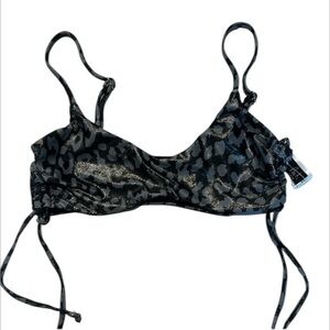 Ris-K shore top metallic leopard print bikini swim top size XS NWT